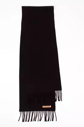 Fringed Wool Scarf Black