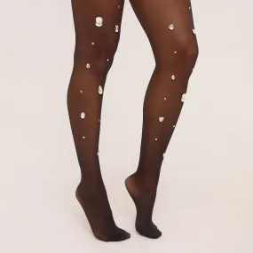 Gem Detail Tights In Black