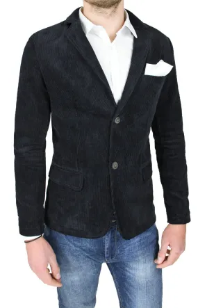 Giacca uomo in velluto a coste invernale nero blazer casual elegante