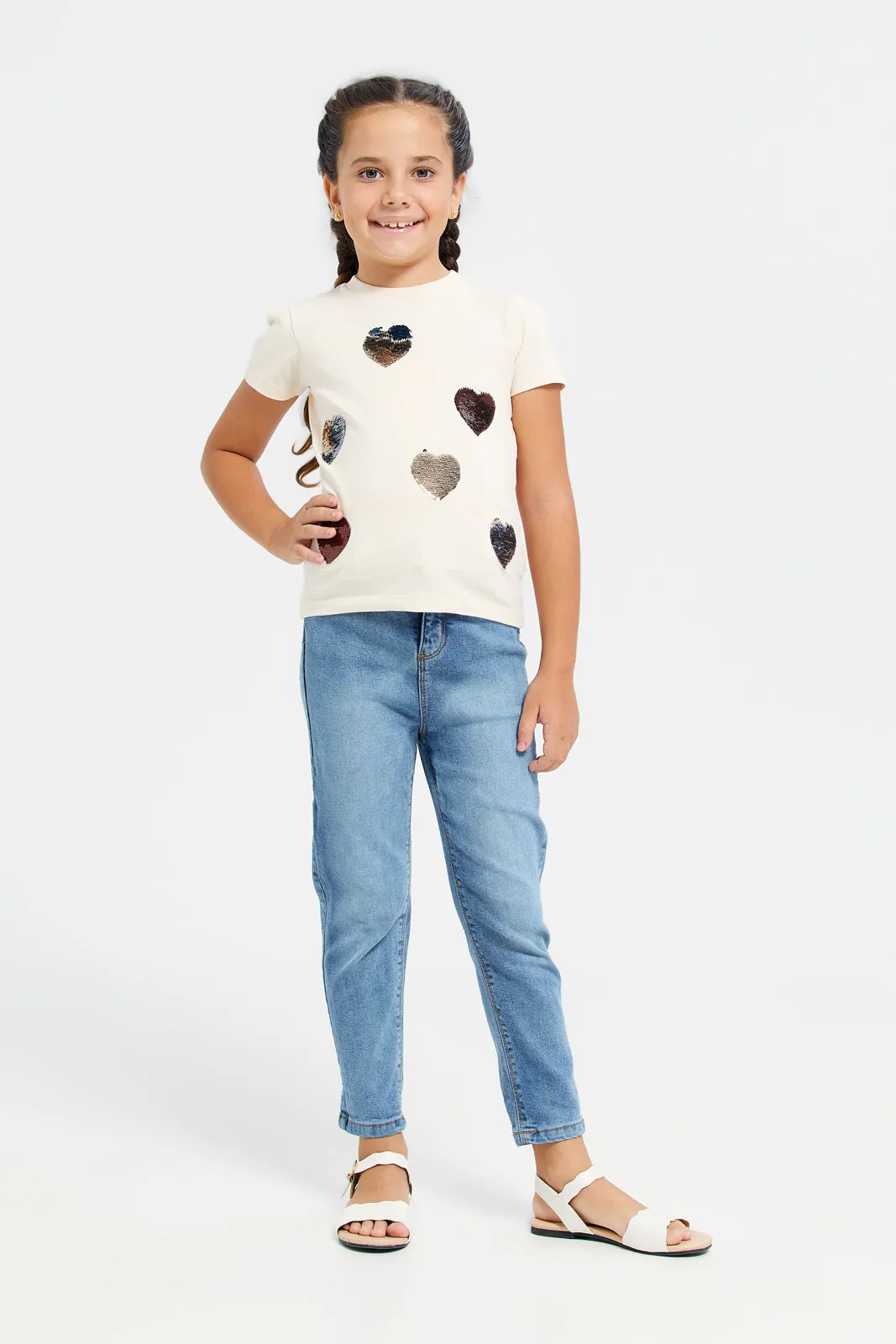 Girls Blue Baggy Fit Denim Jeans