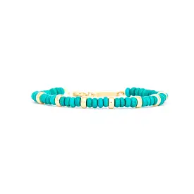 Gold & Turquoise Rondelle Bead Bracelet