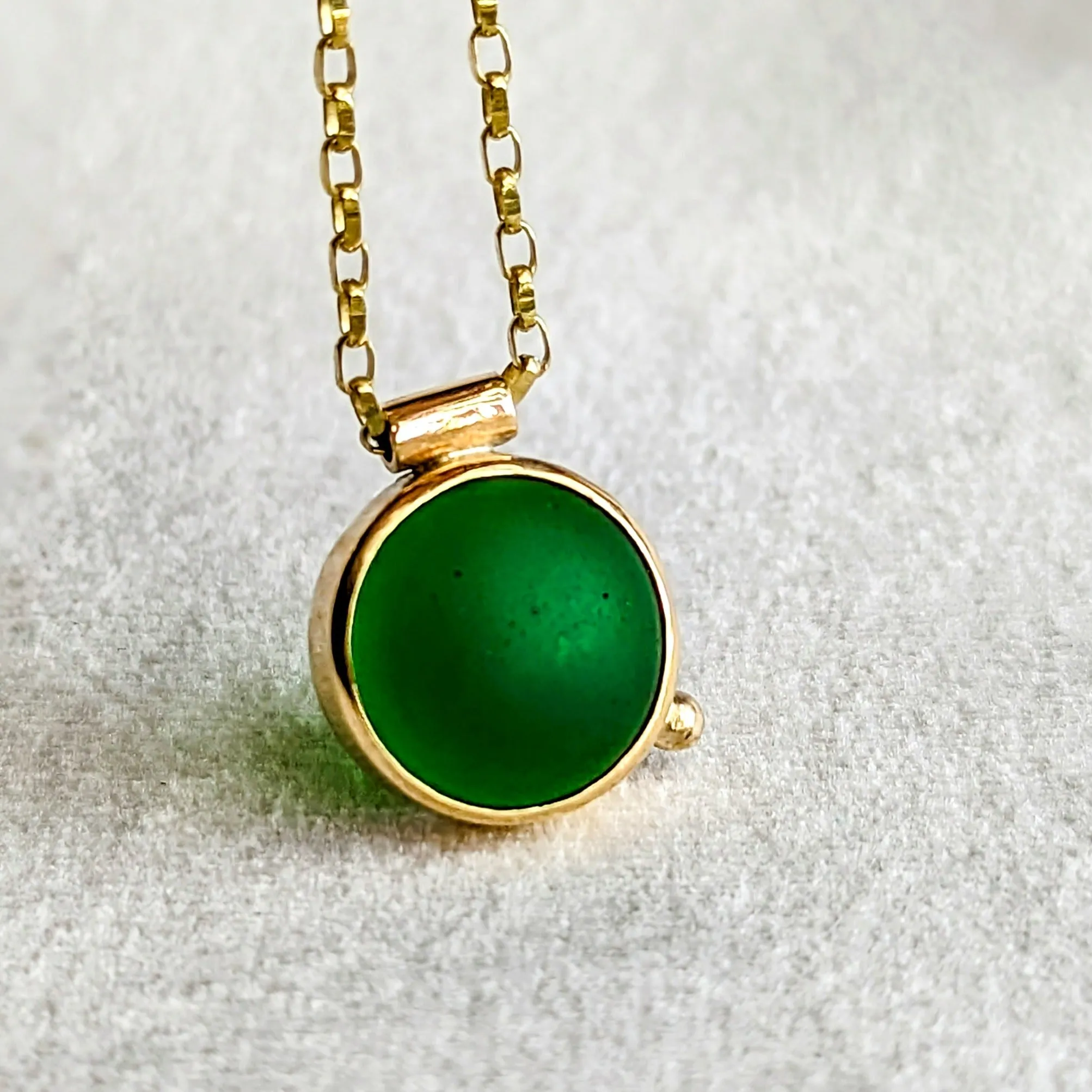 Gold Green Sea Glass Necklace - Allure Sea Glass Collection