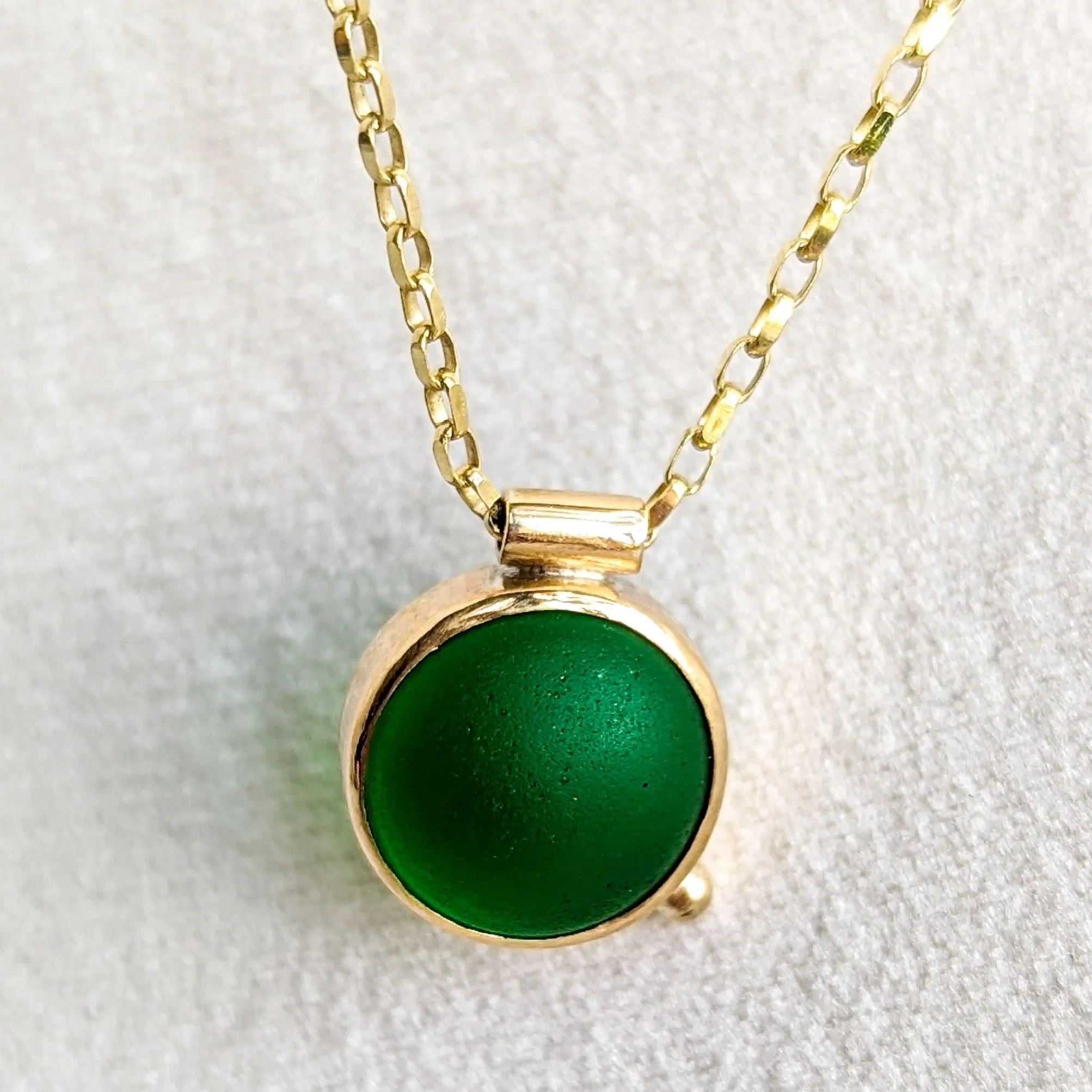 Gold Green Sea Glass Necklace - Allure Sea Glass Collection