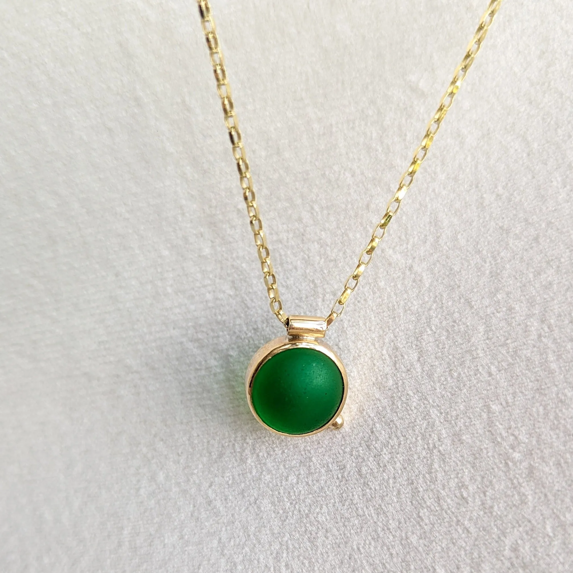 Gold Green Sea Glass Necklace - Allure Sea Glass Collection