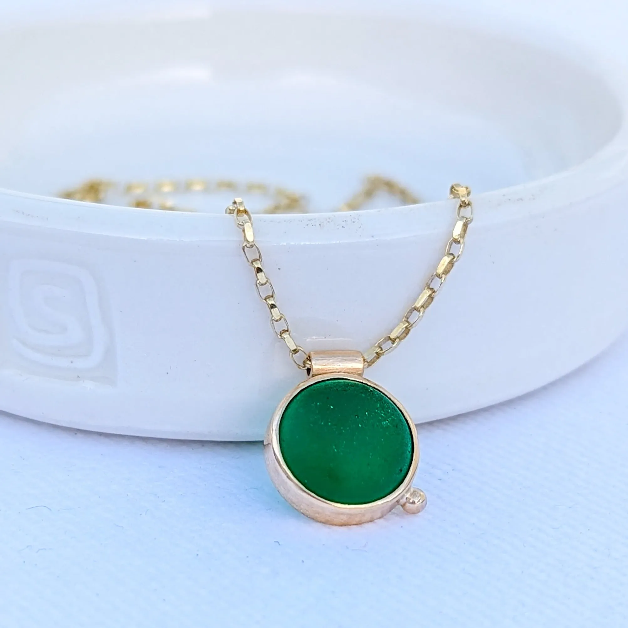 Gold Green Sea Glass Necklace - Allure Sea Glass Collection