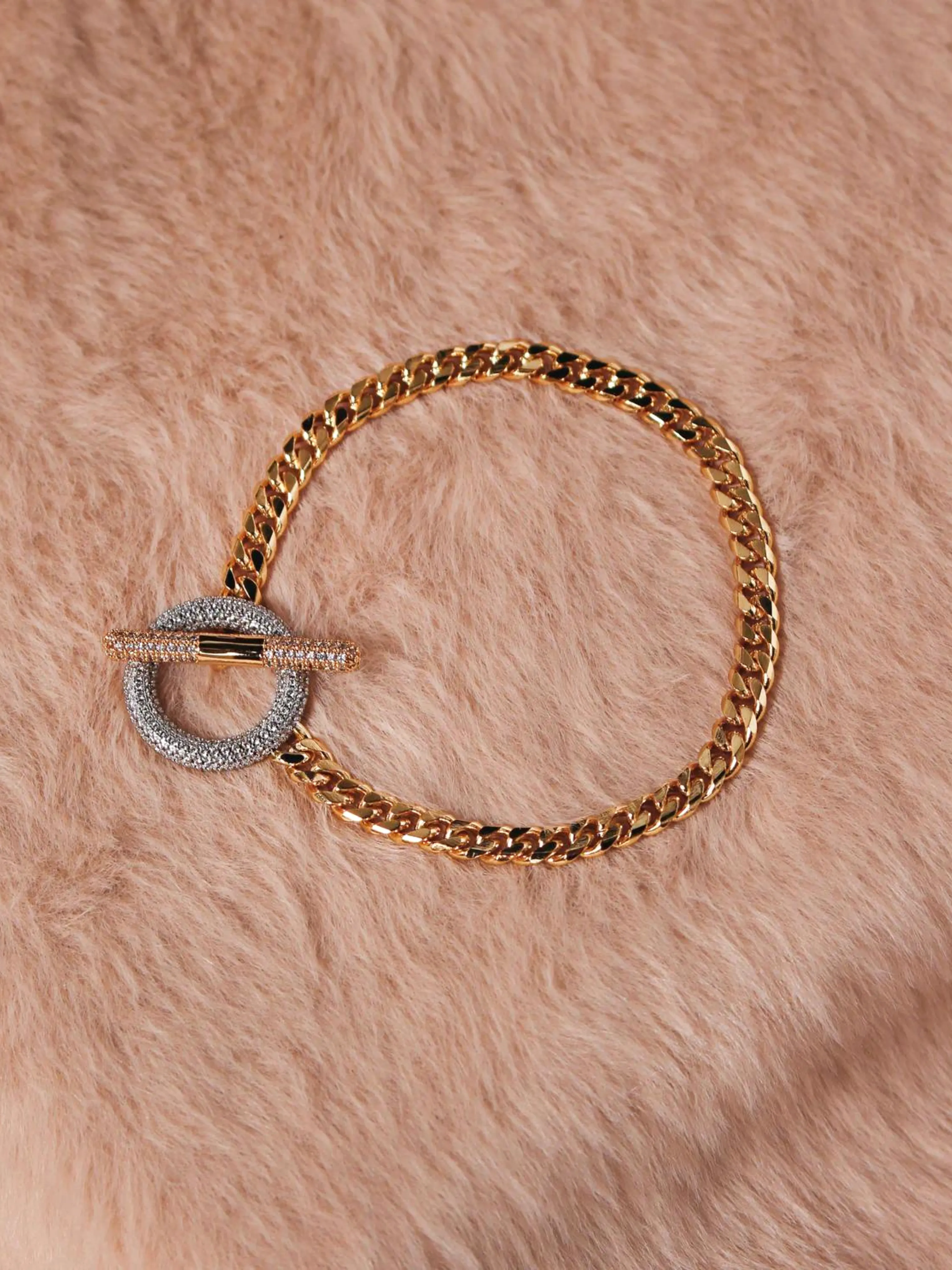 Gold Pave Toggle Bracelet