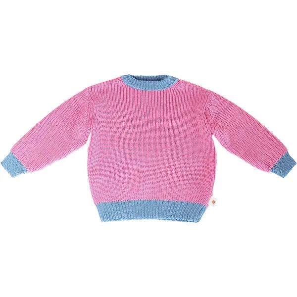 Happymess Merino Round Neck Straight Cut Sweater, Pink Sky