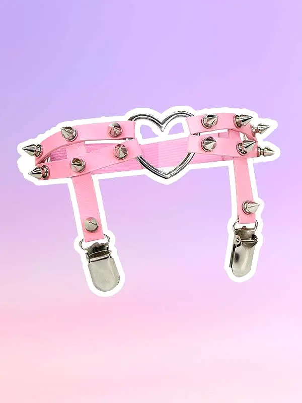 Heart Rivets PU Leg Garter Belt