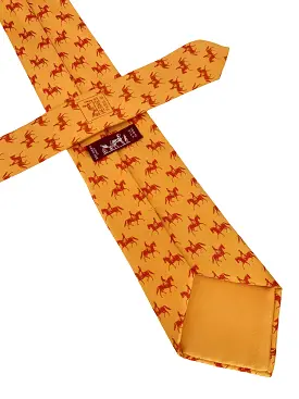 HERMES Equestrian Horse and Carriage Printed Silk Classic Men's Neck Tie