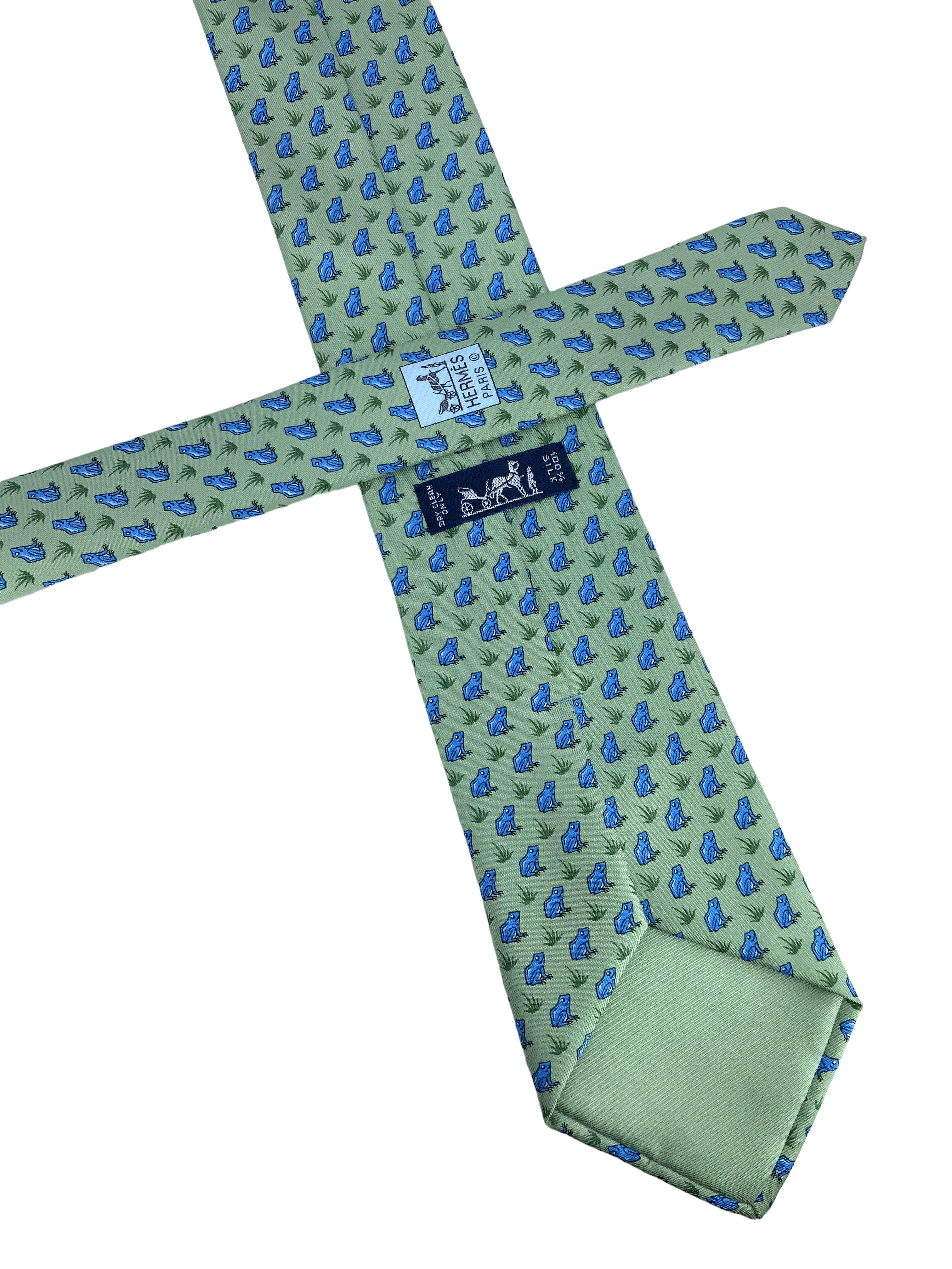 HERMES Whimsical Frog Silk Classic Men's Silk Neck Tie