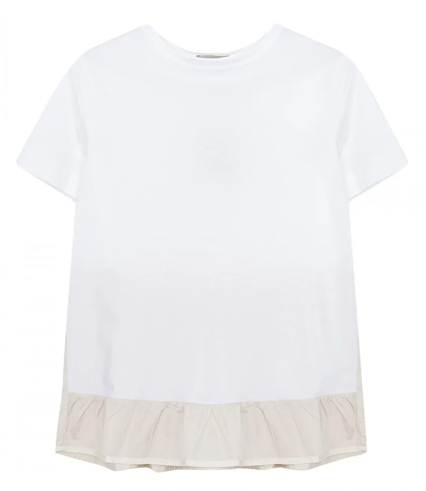 HERNOCHIC COTTON JERSEY T-SHIRT WITH TECHNO TAFFETA HEM