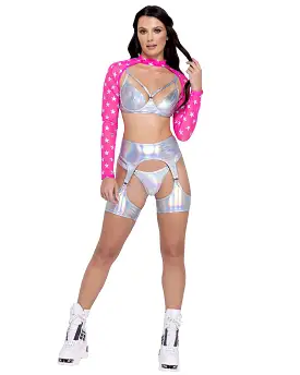 Hologram Garter Belt with Attached Leg Wrap