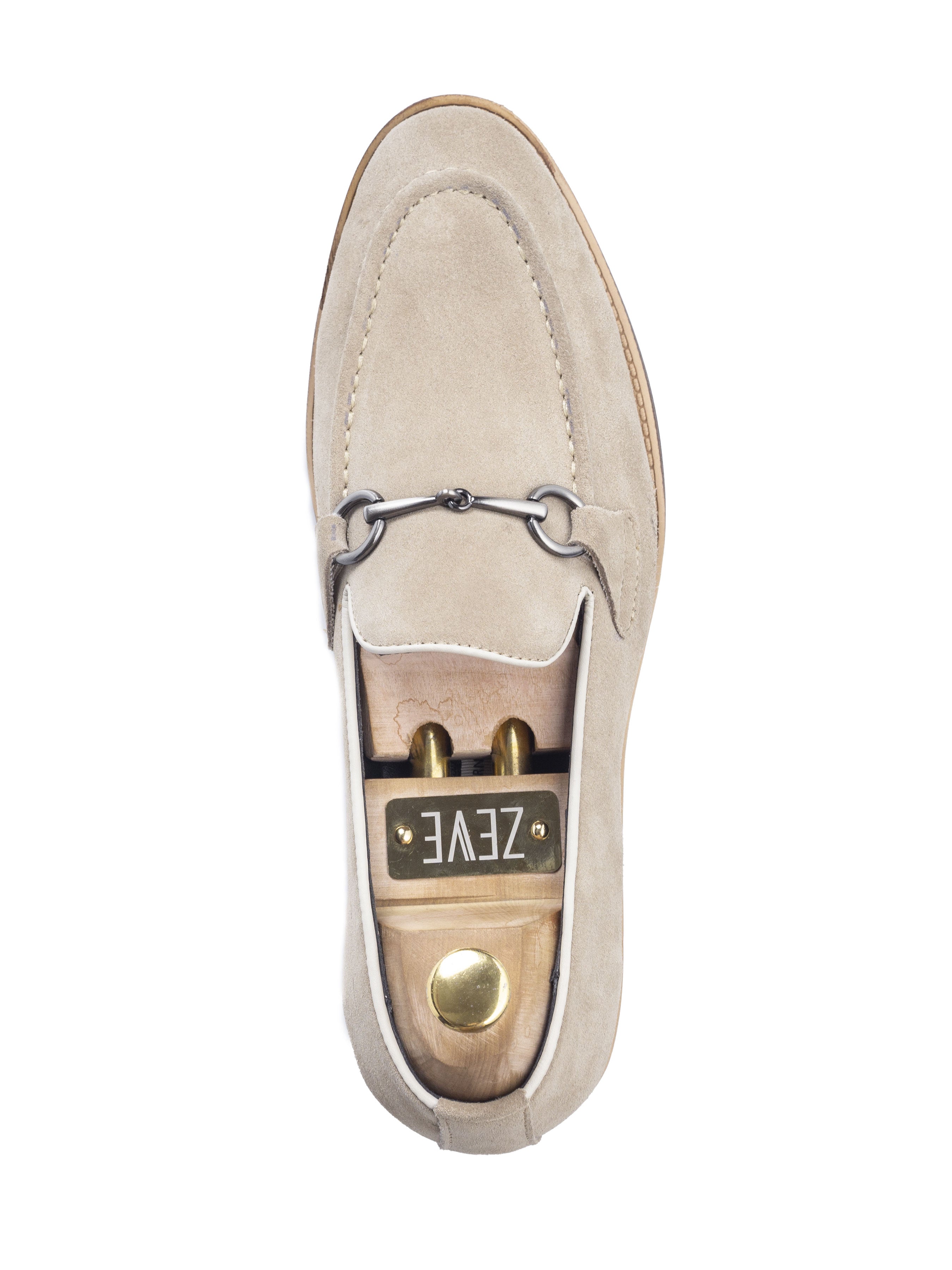 Horsebit Buckle Loafer - Beige Suede Leather (Flexi-Sole)