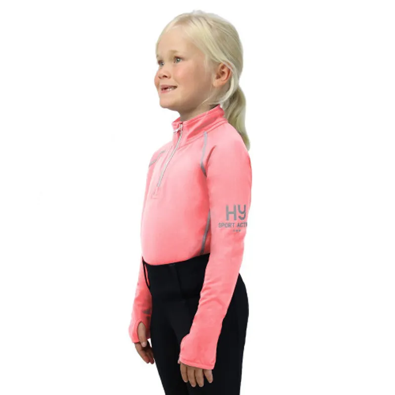 Hy Equestrian Sport Active Base Layer Kids in Coral Rose - WEB EXCLUSIVE