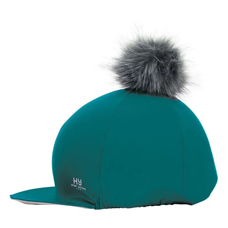 Hy Equestrian Sport Active Pom Pom Hat Silk in Alpine Green