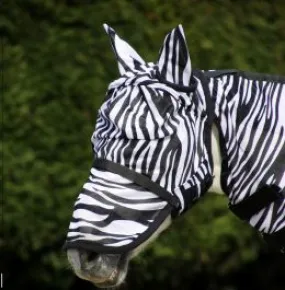 Hy Equestrian Zebra Fly Mask with Ears and Detachable Nose