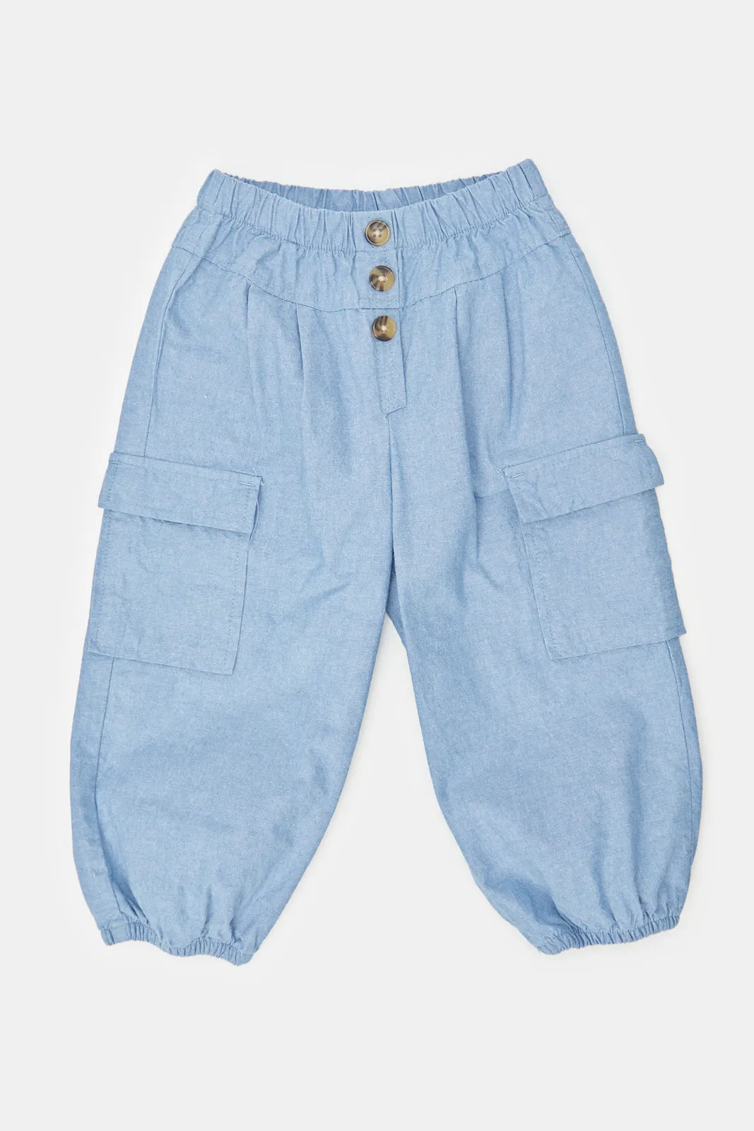 Infant Girls Blue Side Pockets Baggy Jeans