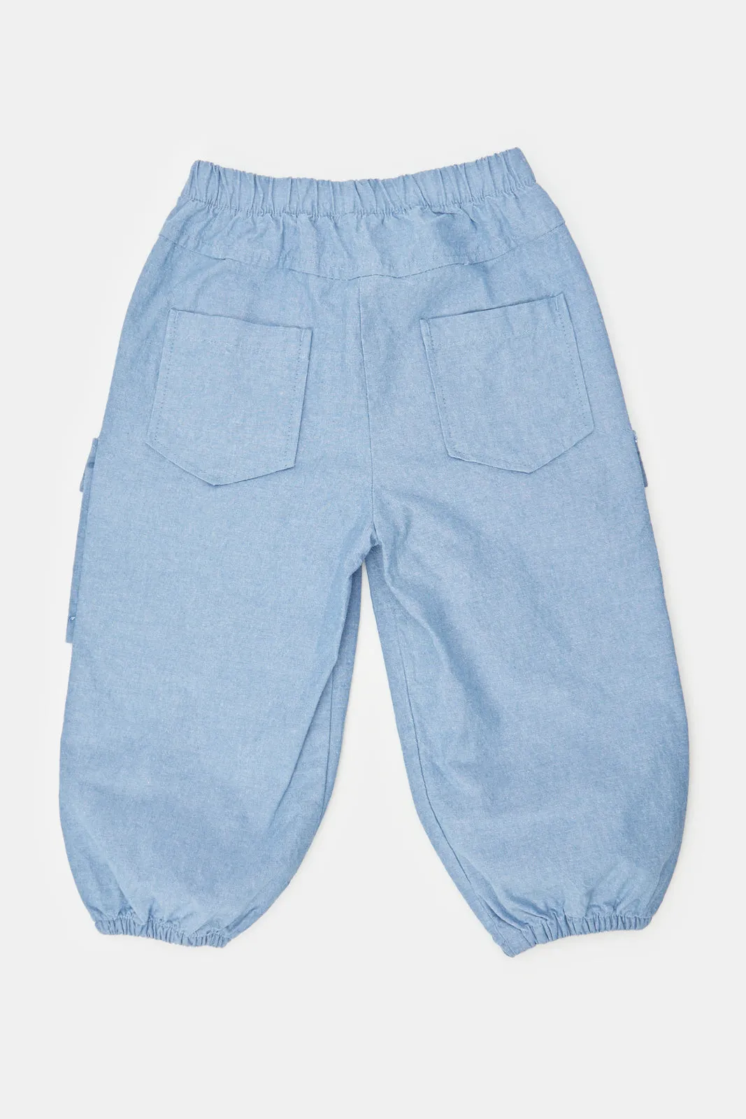 Infant Girls Blue Side Pockets Baggy Jeans