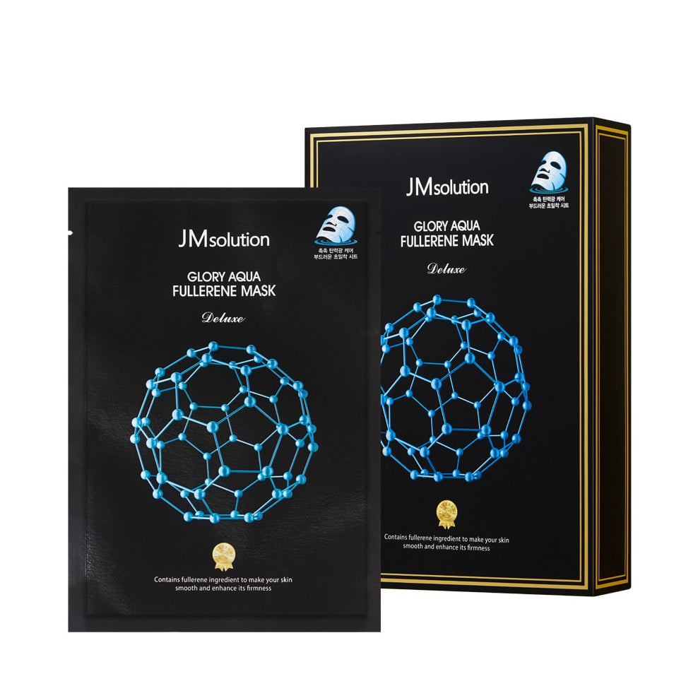 JM Solution Glory Aqua Fullerene Mask Deluxe 10 Sheets Dull Dry Skincare Moisture Barrier Hyaluronic Acid Bifida