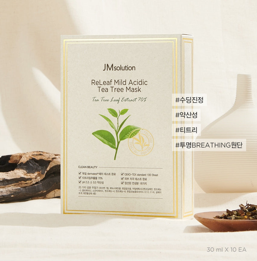 JM Solution ReLeaf Mild Acidic Tea Tree Mask 10p Sensitive Skincare Soothing Moisture