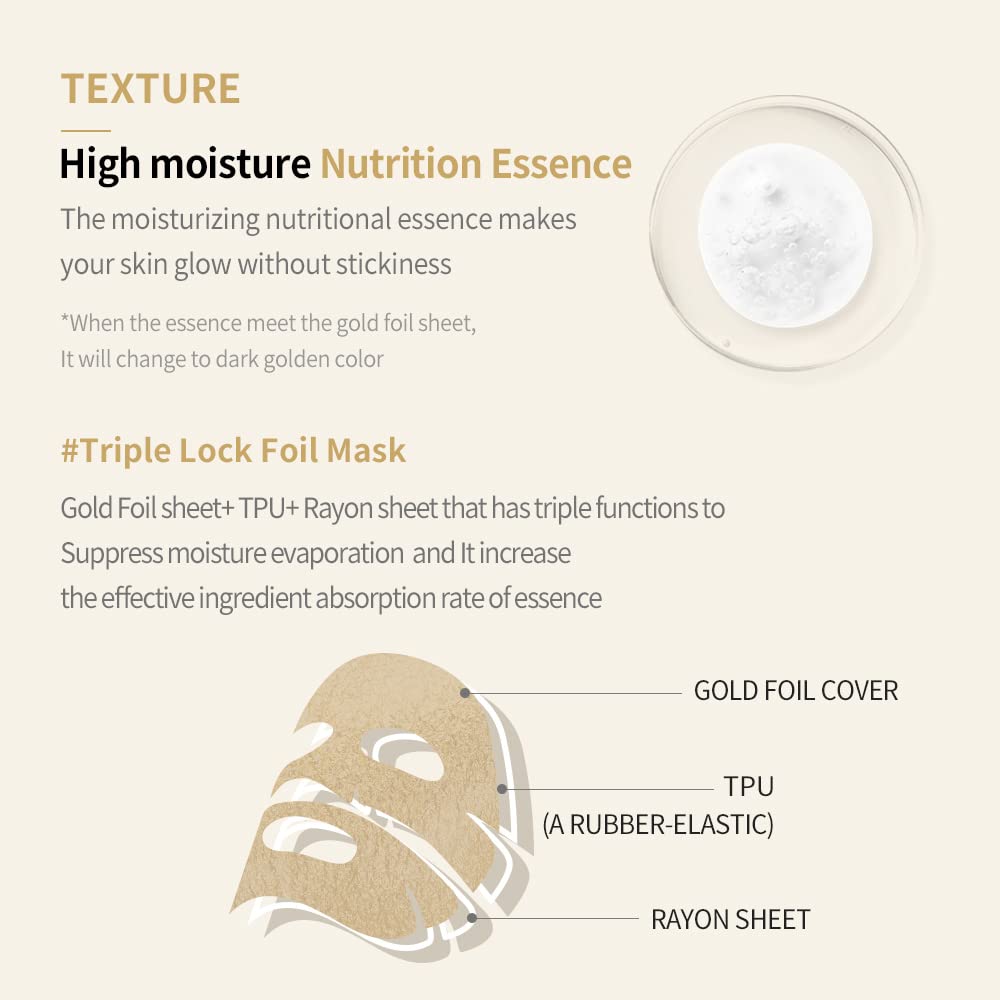 JMsolution Prime Gold Foil Masks 10 Sheets Facial Skin Care Beauty