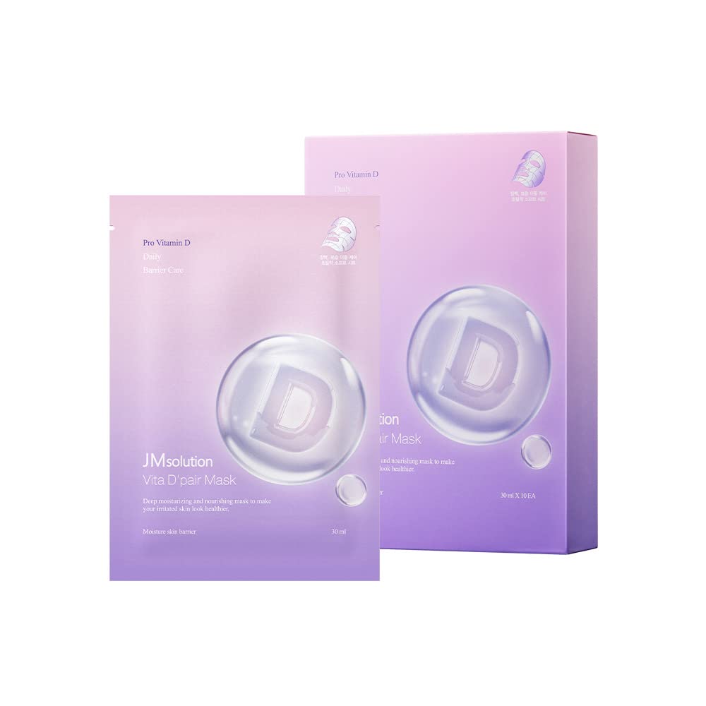 JMsolution Vita D Pair Masks 10 Sheets Korean Facial Skincare Plant extract Collagen defence-Hydrating Deep Moisture Barrier Car