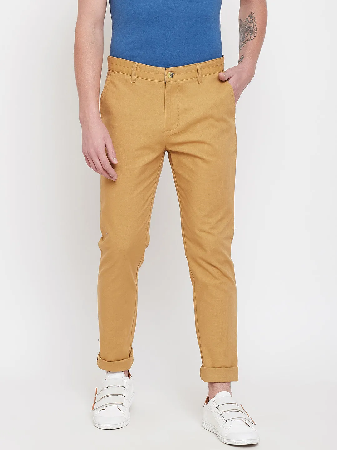 JUMP USA Men Beige Casual Slim Fit Trousers