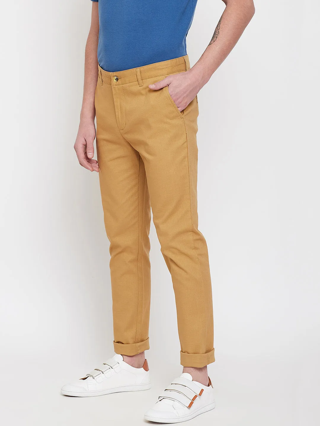 JUMP USA Men Beige Casual Slim Fit Trousers