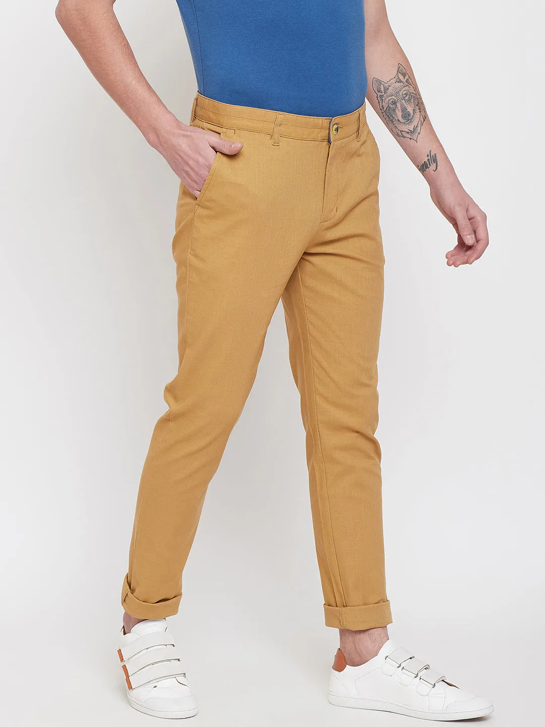 JUMP USA Men Beige Casual Slim Fit Trousers