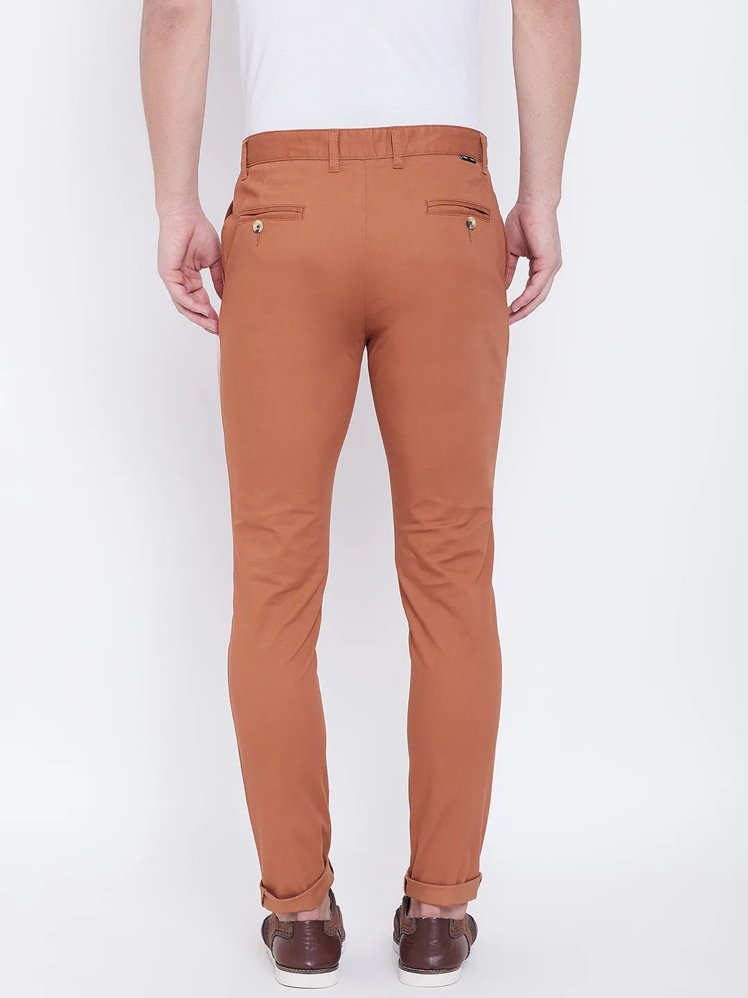 JUMP USA Men Bronze Casual Slim Fit Trousers