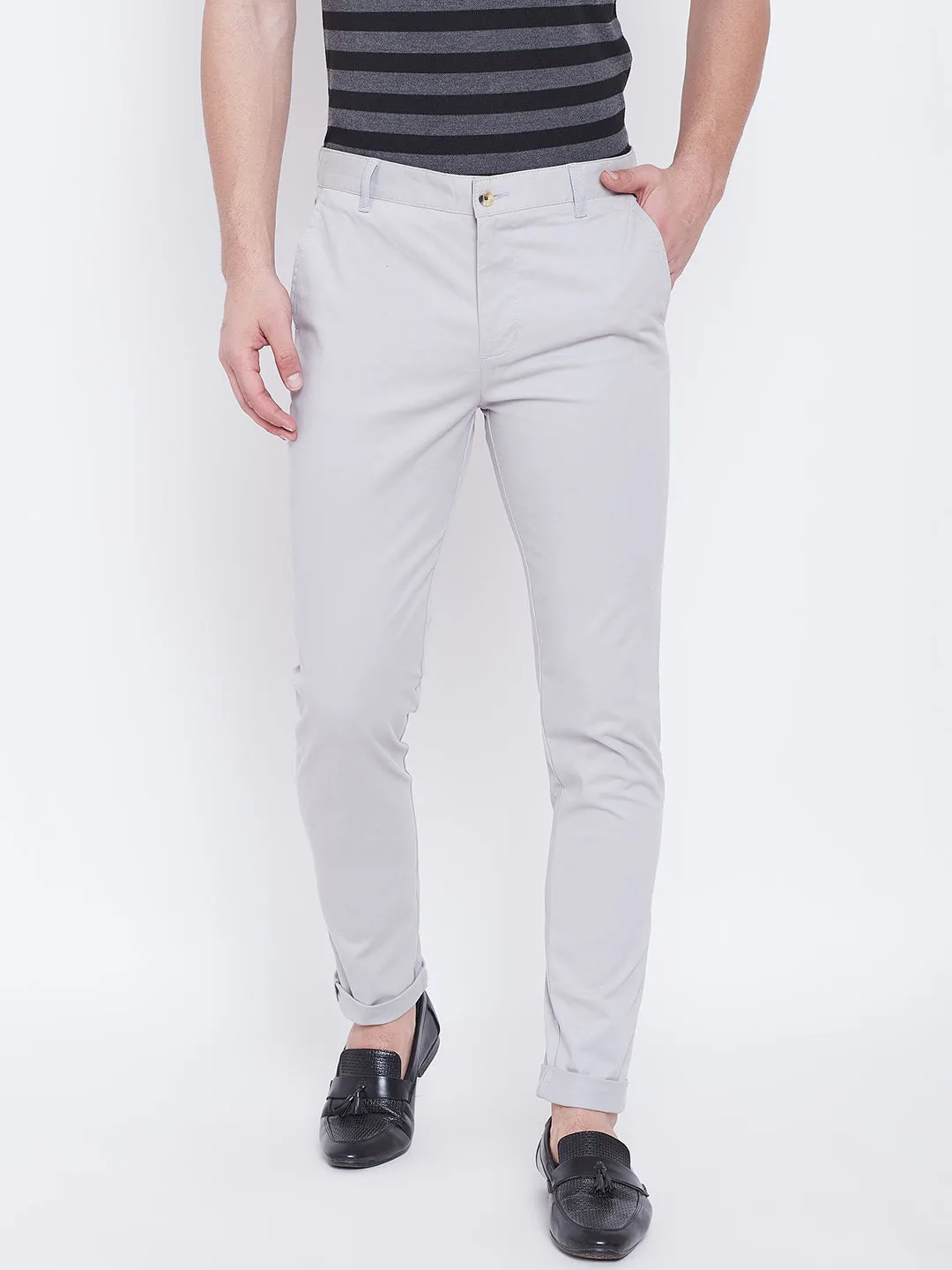 JUMP USA Men Grey Casual Slim Fit Trousers