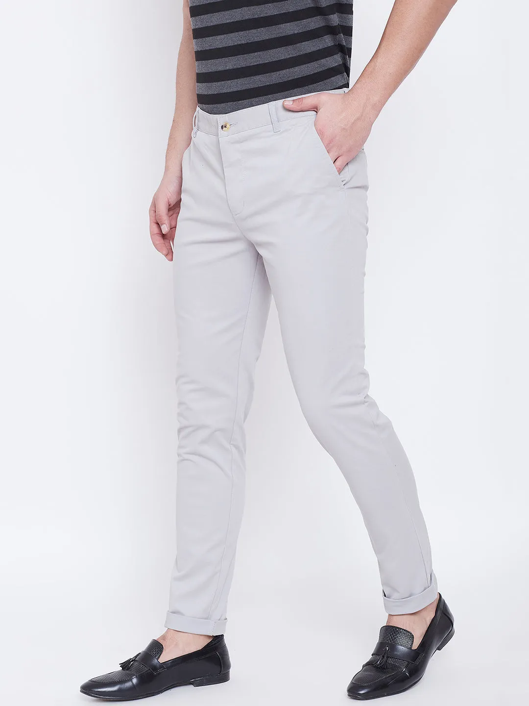 JUMP USA Men Grey Casual Slim Fit Trousers