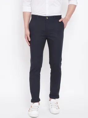 JUMP USA Men Navy Balue Casual Slim Fit Trousers