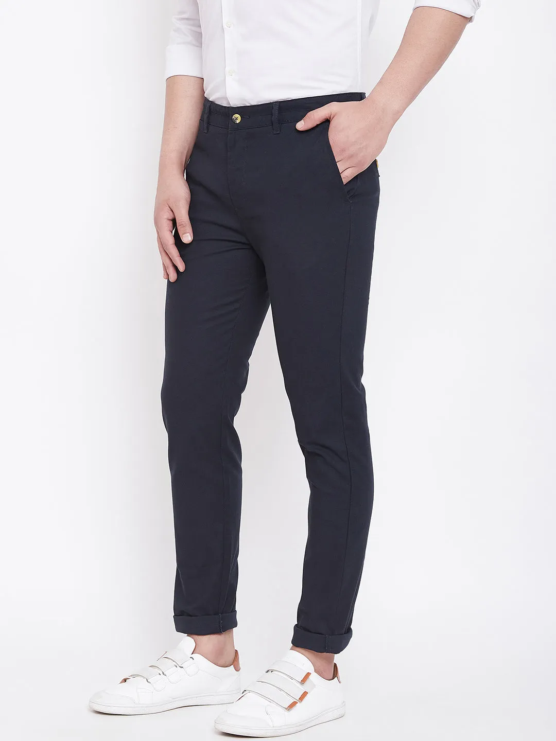 JUMP USA Men Navy Balue Casual Slim Fit Trousers