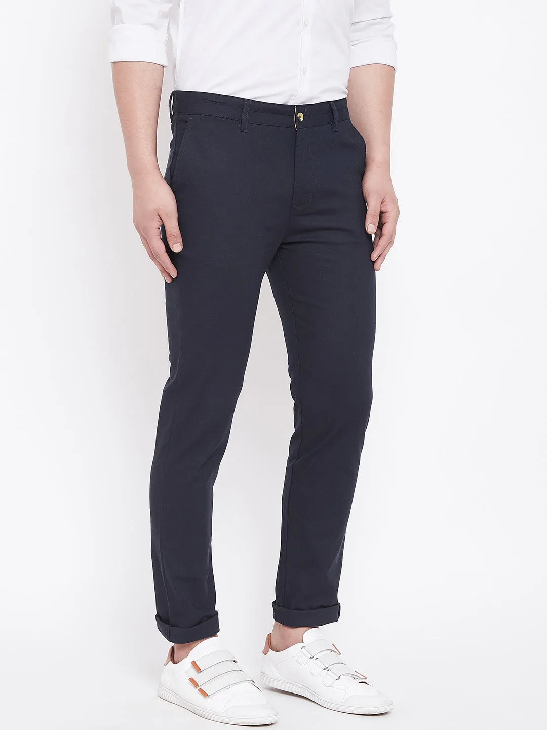 JUMP USA Men Navy Balue Casual Slim Fit Trousers