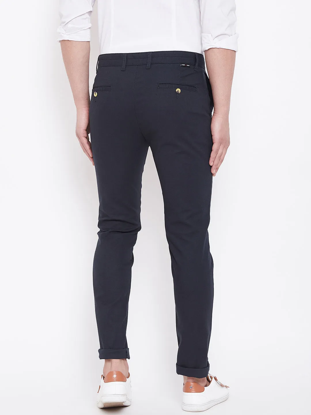 JUMP USA Men Navy Balue Casual Slim Fit Trousers