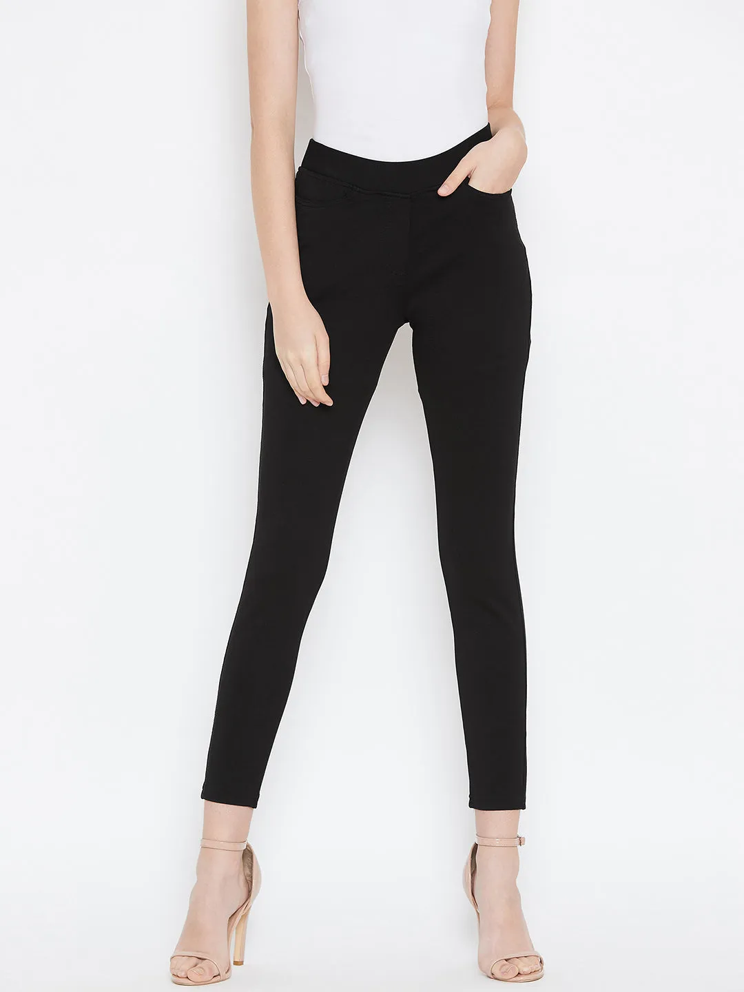 JUMP USA Women Black Solid Casual Skinny fit Trousers