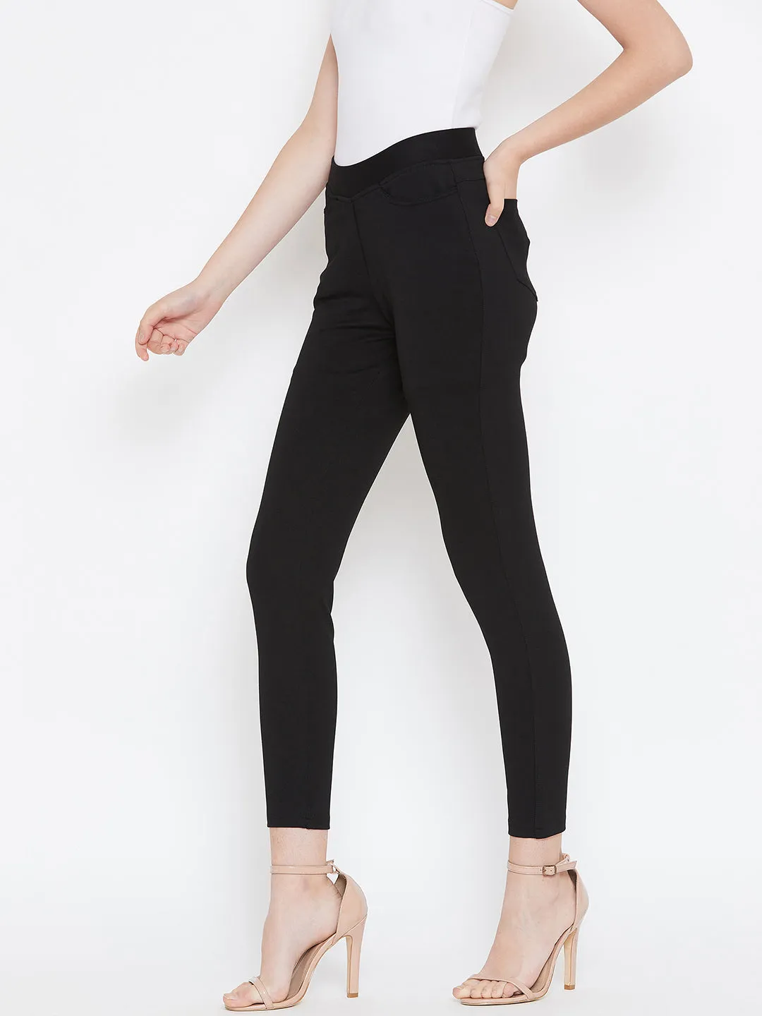 JUMP USA Women Black Solid Casual Skinny fit Trousers