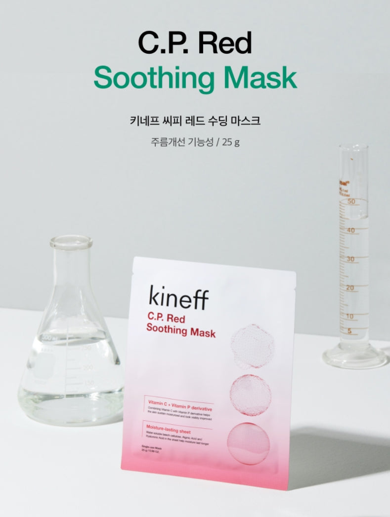 KINEFF C.P. Red Soothing Mask 5pcs Dry Dull Sensitive Skincare Moisture Hyaluronic Acid