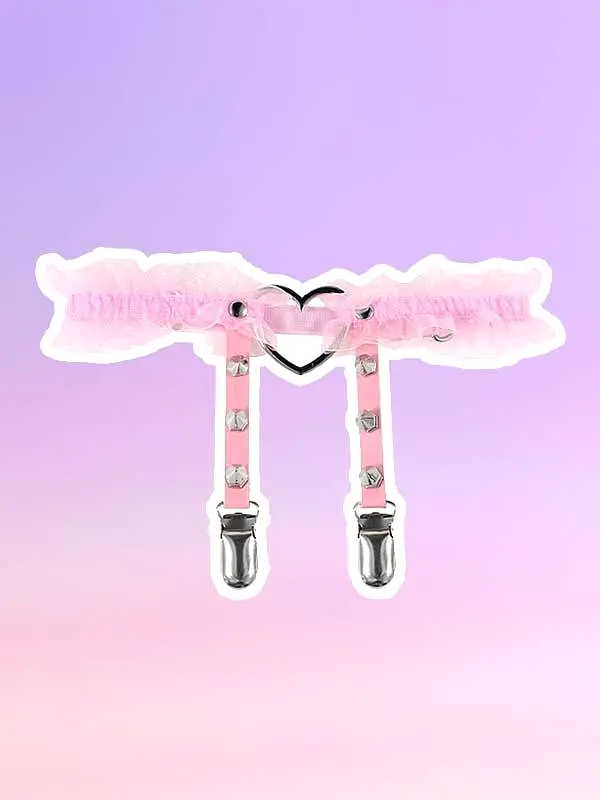 Lolita Frilled Heart Rivets Leg Garter Belt