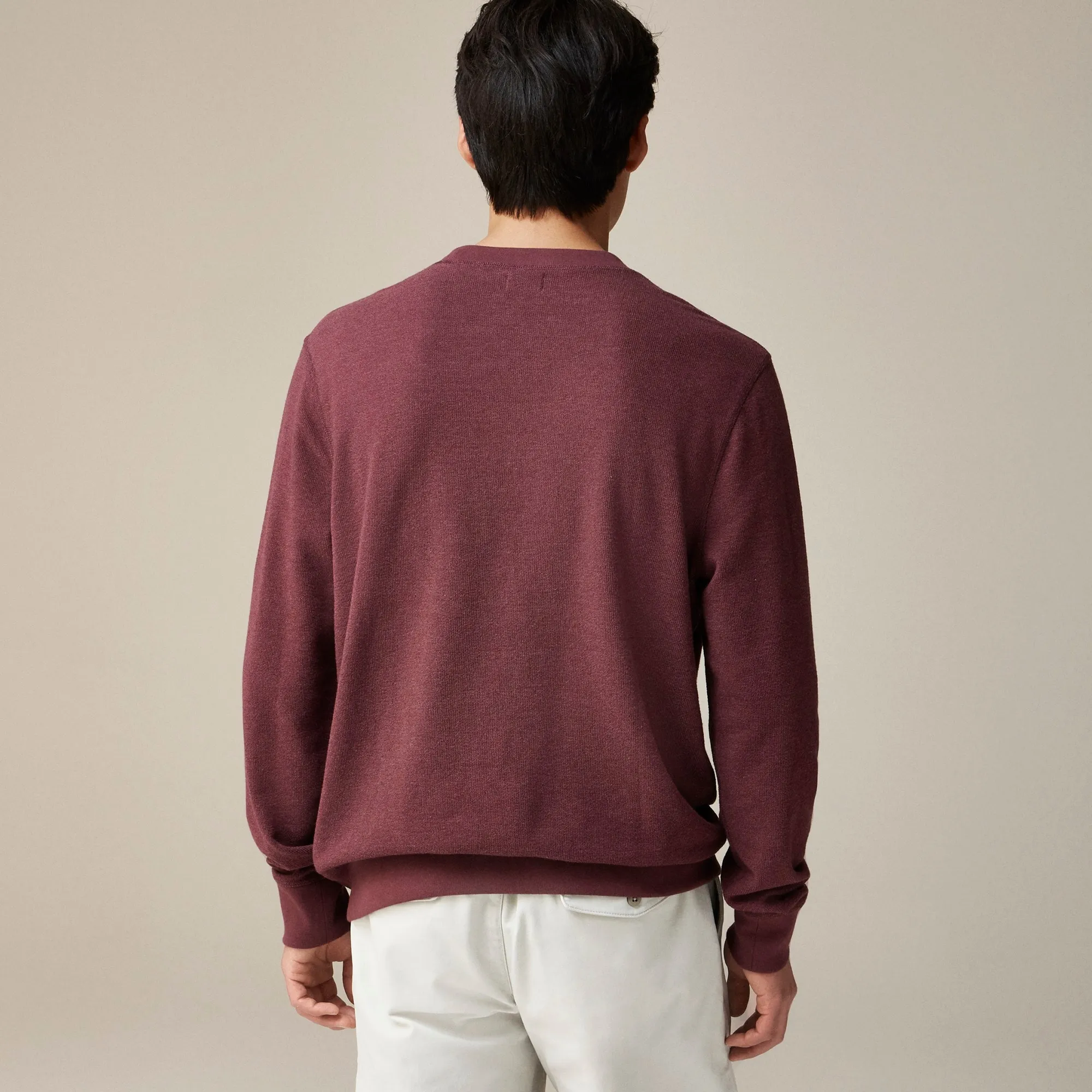 Long-sleeve textured sweater-tee