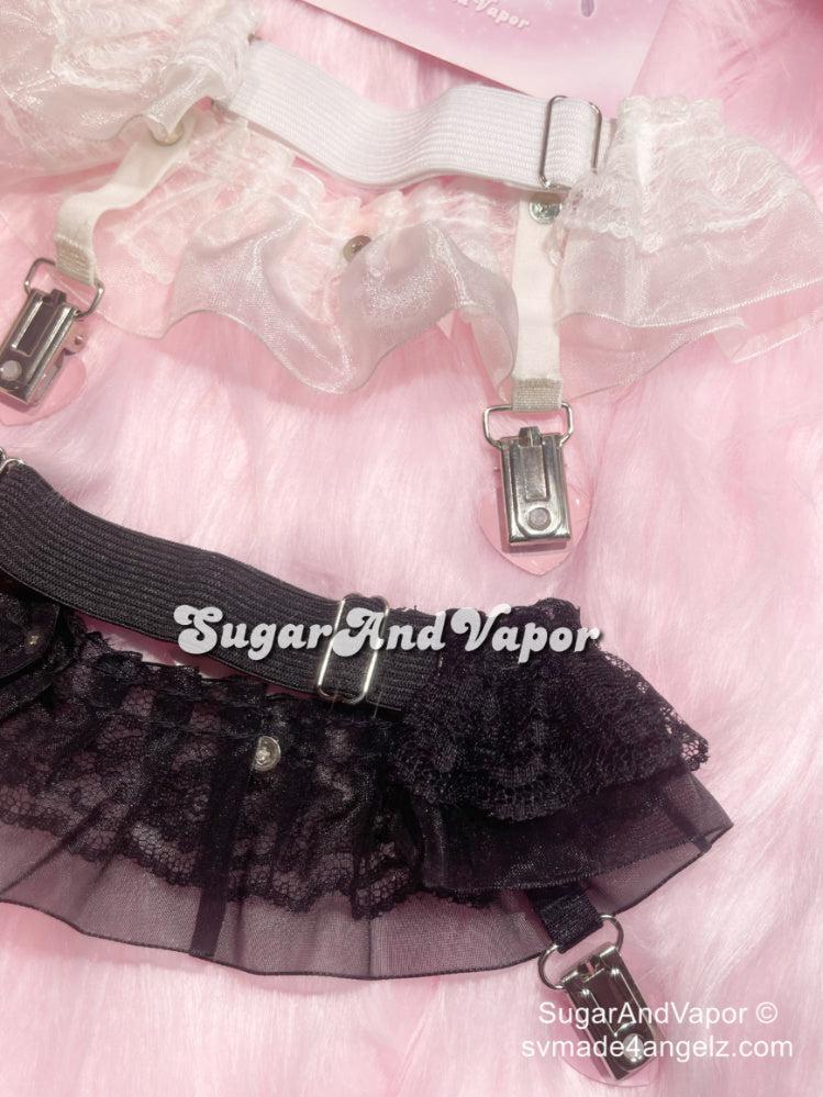 Lottie Lace Pink Bows Leg Garter Belt