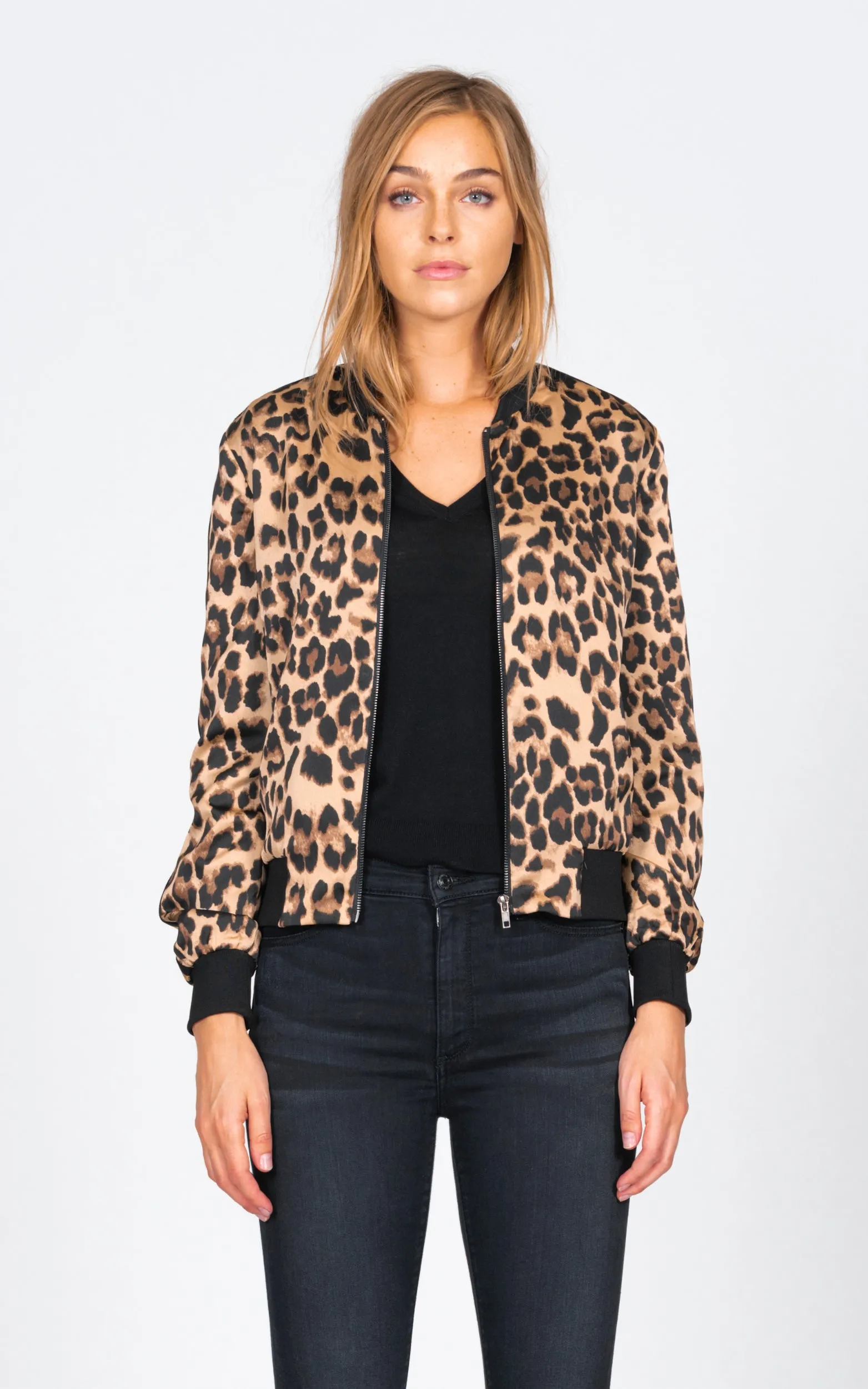 Luxe Bomber Jacket - Satin Leopard