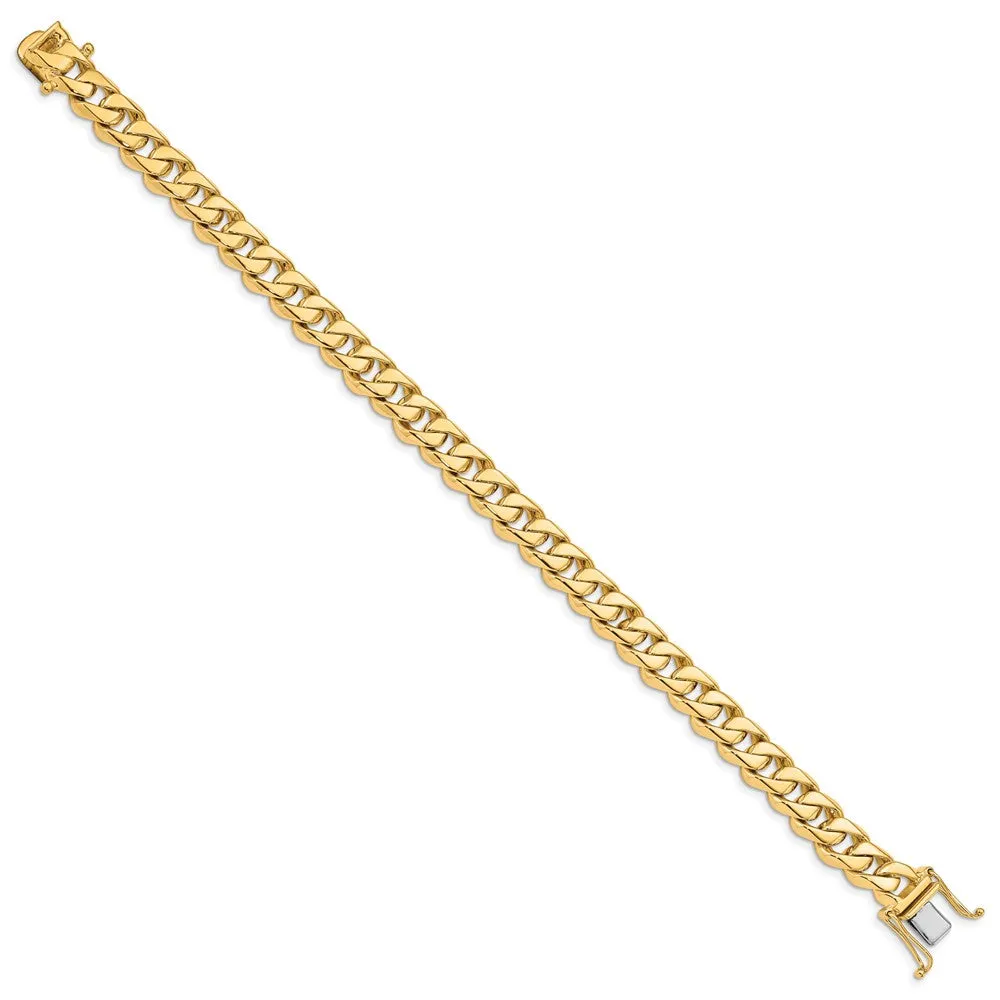 Men's 8.5mm 14K Yellow Gold Solid Classic Curb Chain Bracelet, 8 Inch