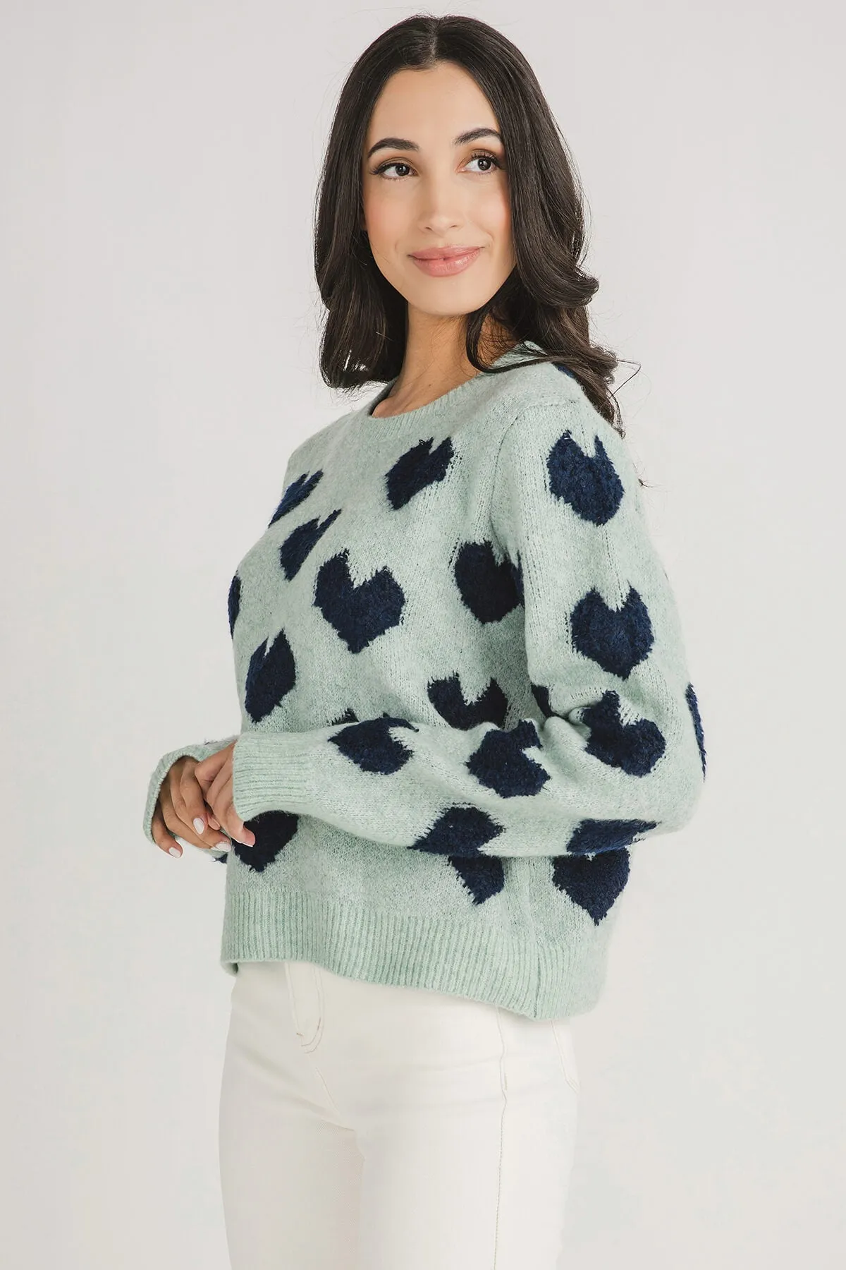 &Merci Fuzzy Heart Sweater