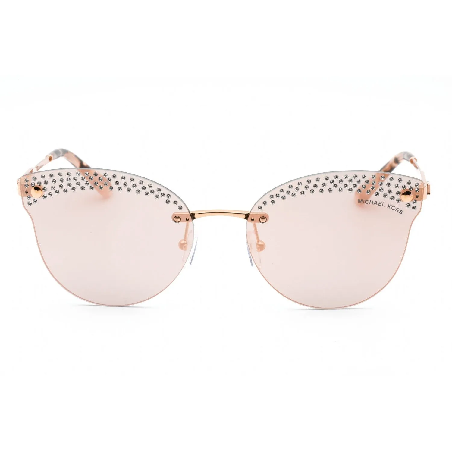 Michael Kors 0MK1130B Sunglasses Pink Gold / Rose Gold Mirror With Crystal Women's