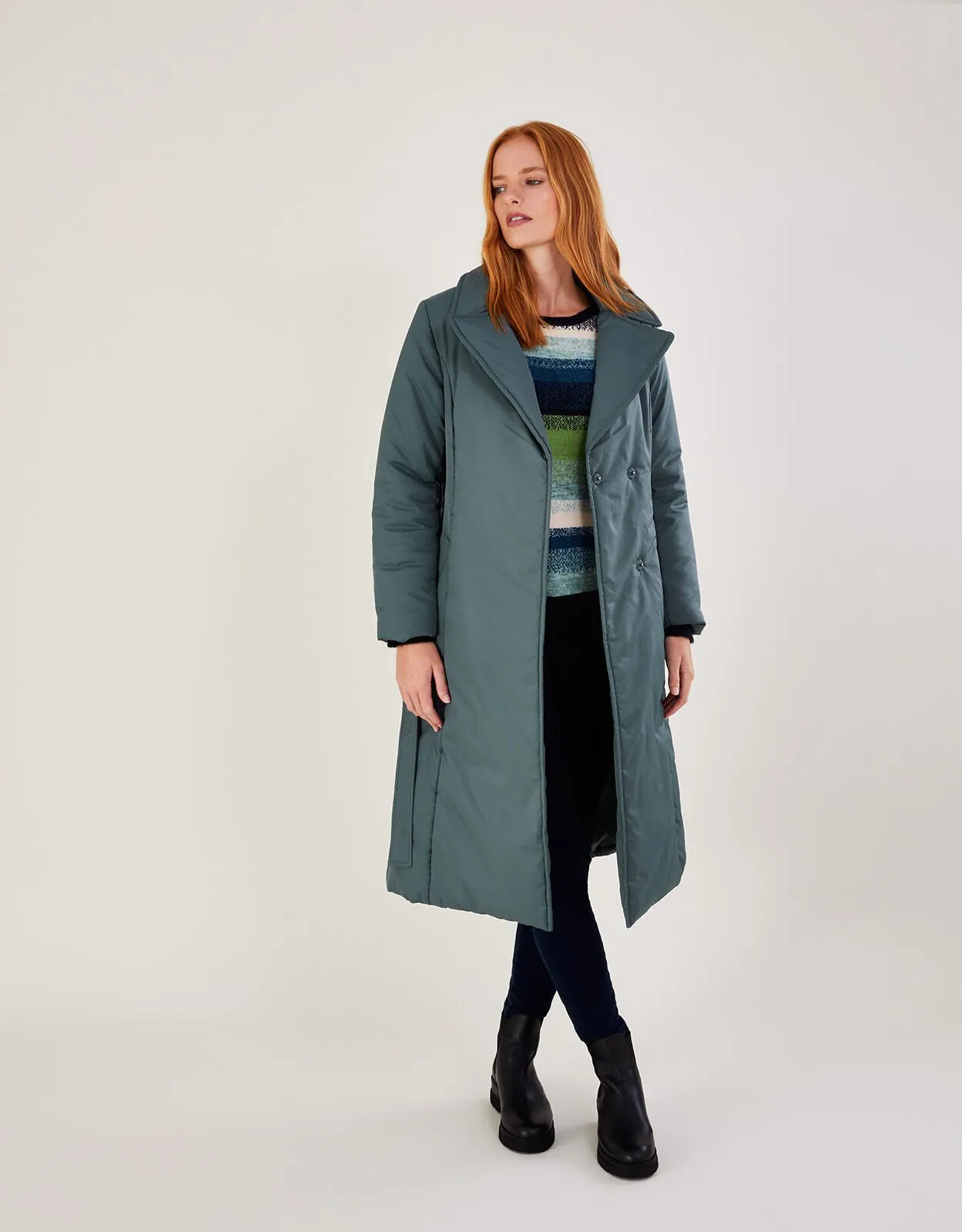 Nina Padded Trench Coat Green