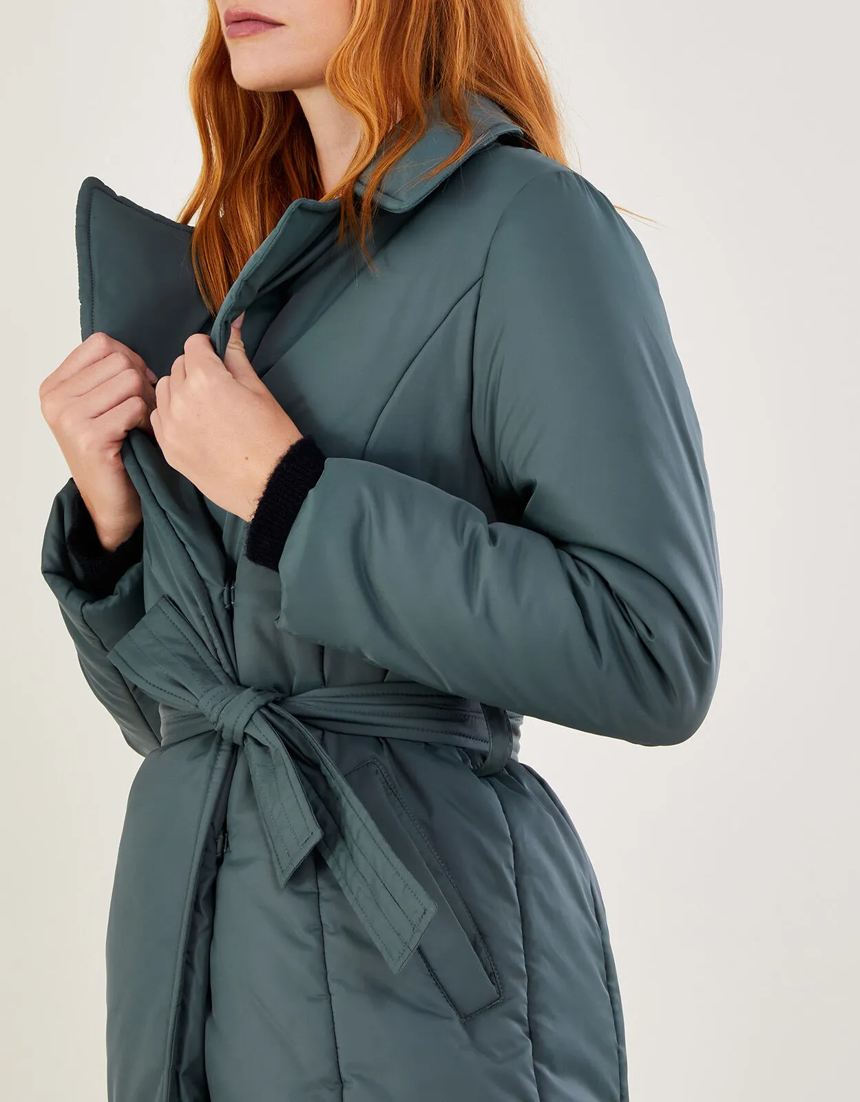 Nina Padded Trench Coat Green