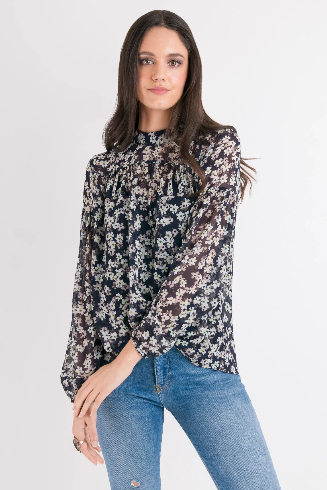 Olivia Blouse - Navy Floral