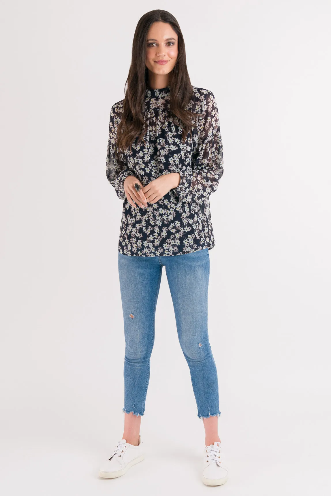 Olivia Blouse - Navy Floral